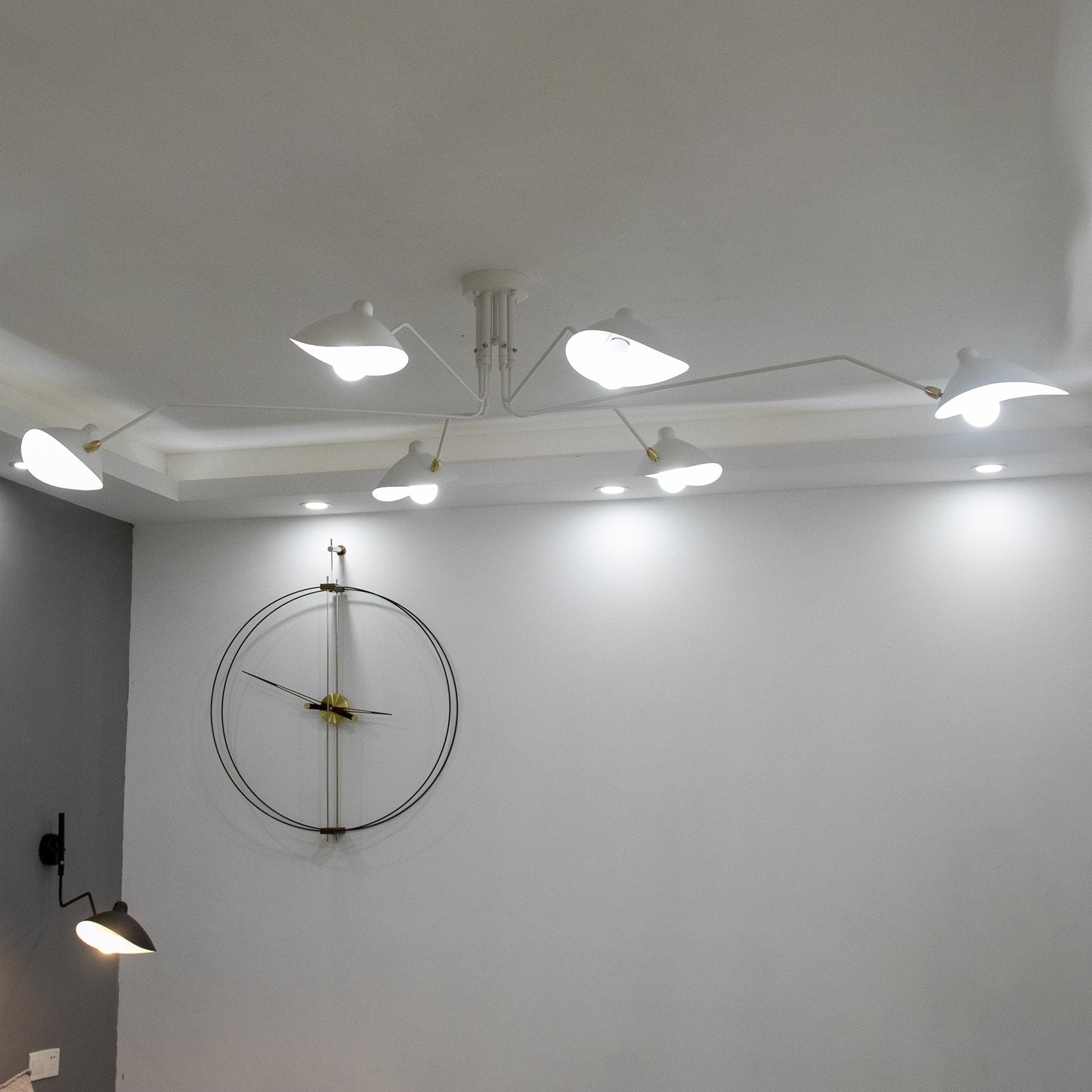Modern Multi Arm Sculptural Rotating Ceiling Light with Adjustable Heads