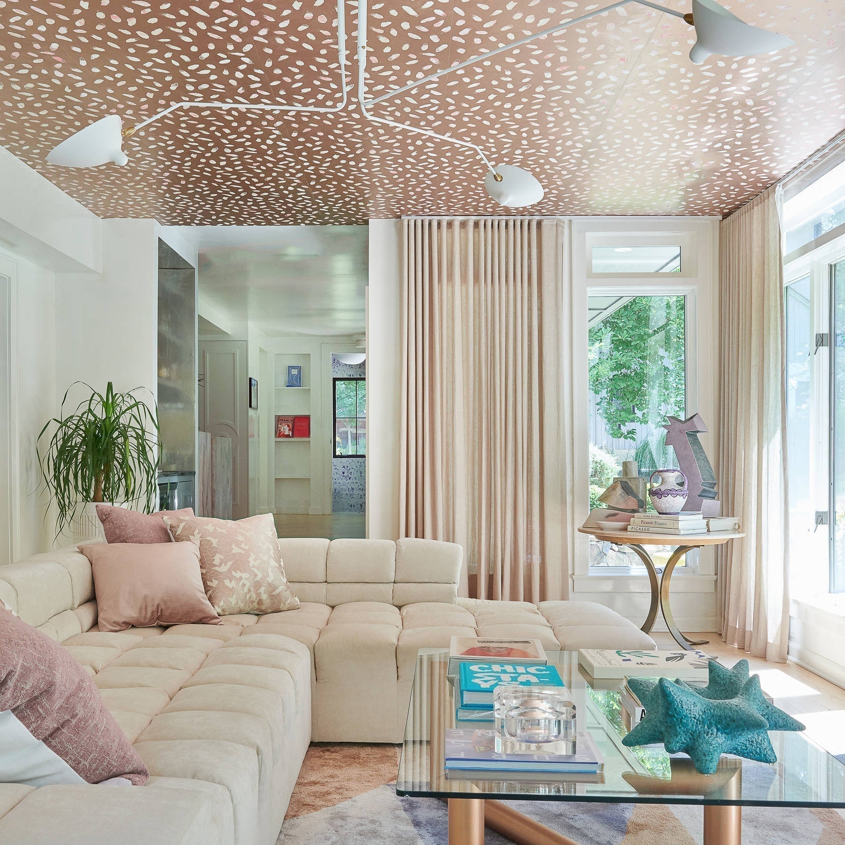 Modern Multi Arm Sculptural Rotating Ceiling Light with Adjustable Heads