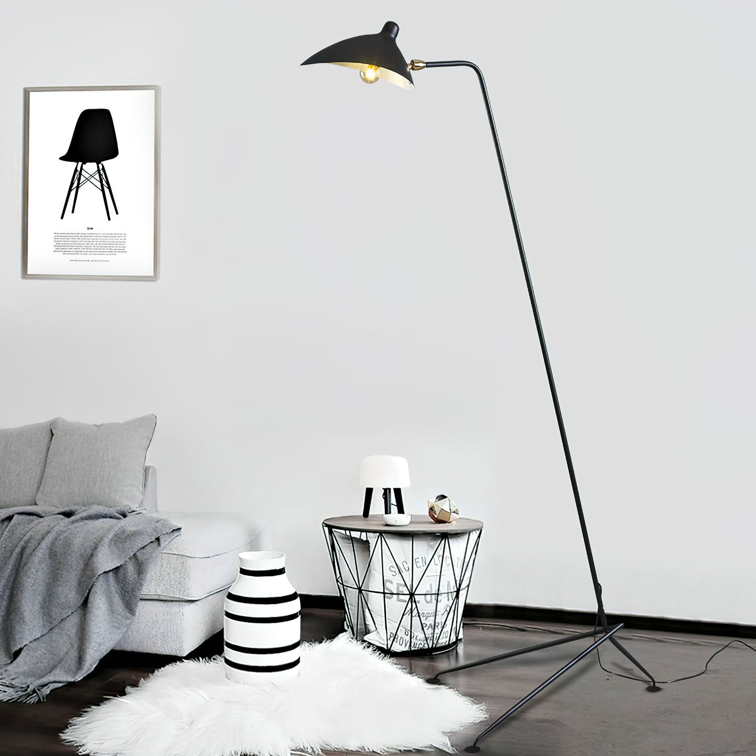 Mid Century Modern Three Arm Rotating Floor Lamp Sculptural Standing Light for Living Room