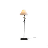 Serpentine Twist Rotating Wooden Floor Lamp Modern Geometric Standing Light with Fabric Shade