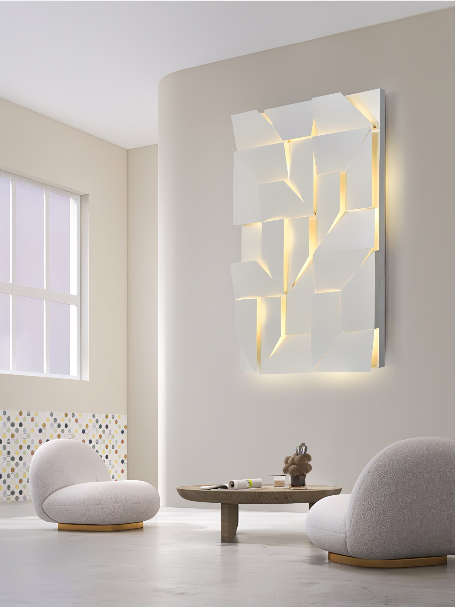 Modern Grand Shadow LED Wall Sconce Aluminum Diffused Indoor Light Matte White