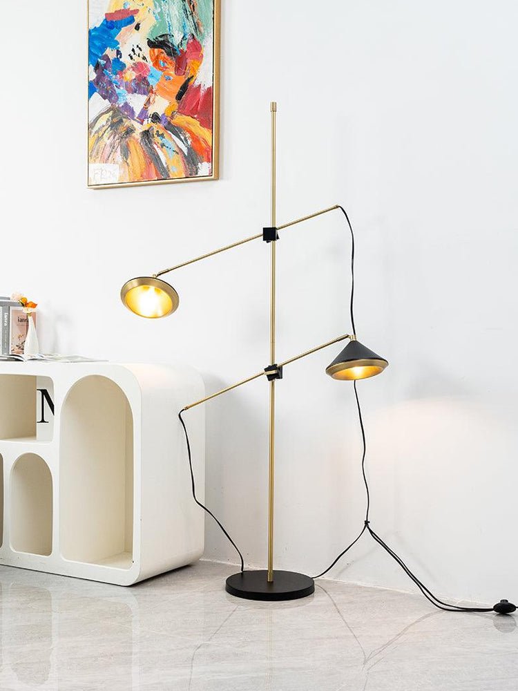 Modern Shear Adjustable Floor Lamp with Twin Arms and Rotatable Metal Shade