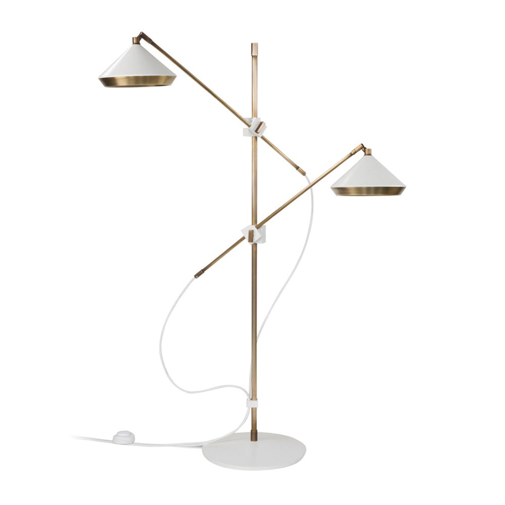 Modern Shear Adjustable Floor Lamp with Twin Arms and Rotatable Metal Shade