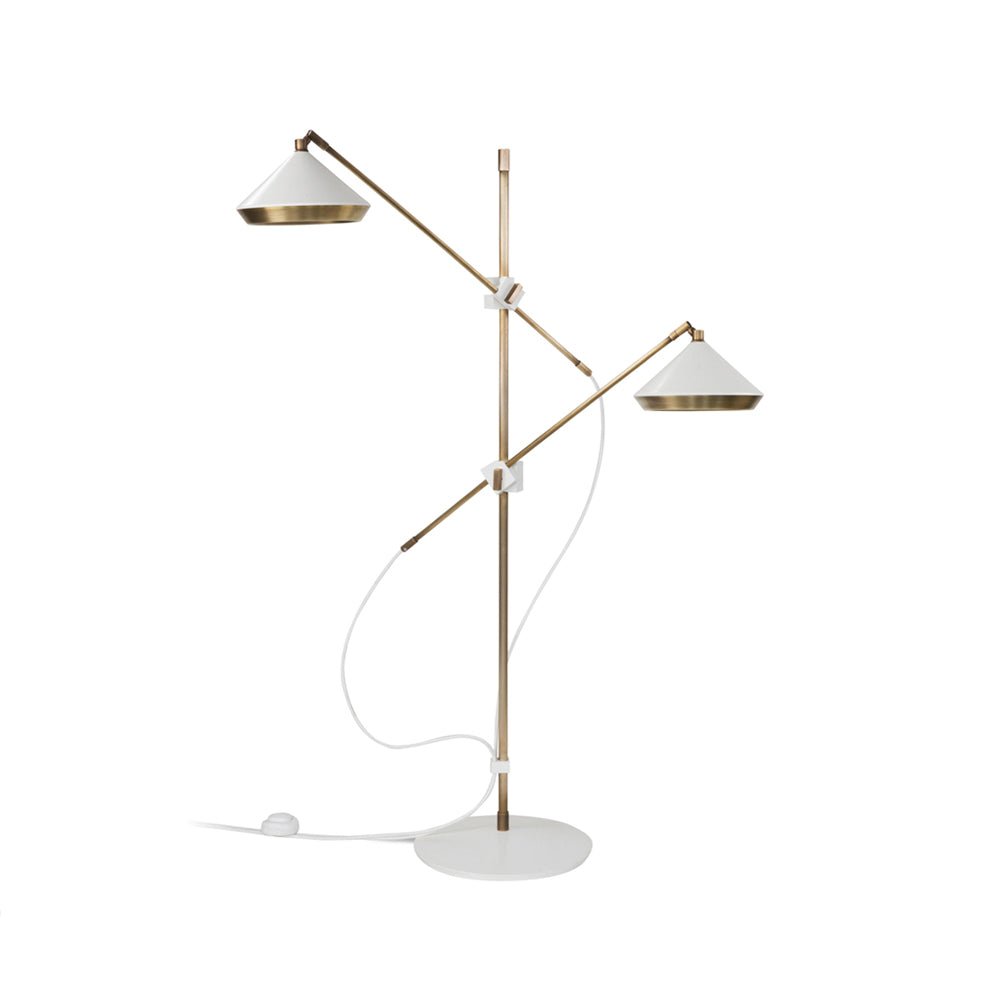 Modern Shear Adjustable Floor Lamp with Twin Arms and Rotatable Metal Shade
