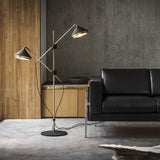 Modern Shear Adjustable Floor Lamp with Twin Arms and Rotatable Metal Shade