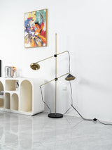 Modern Shear Adjustable Floor Lamp with Twin Arms and Rotatable Metal Shade