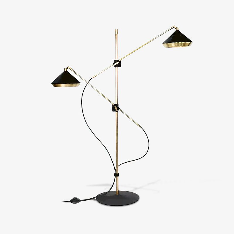 Modern Shear Adjustable Floor Lamp with Twin Arms and Rotatable Metal Shade