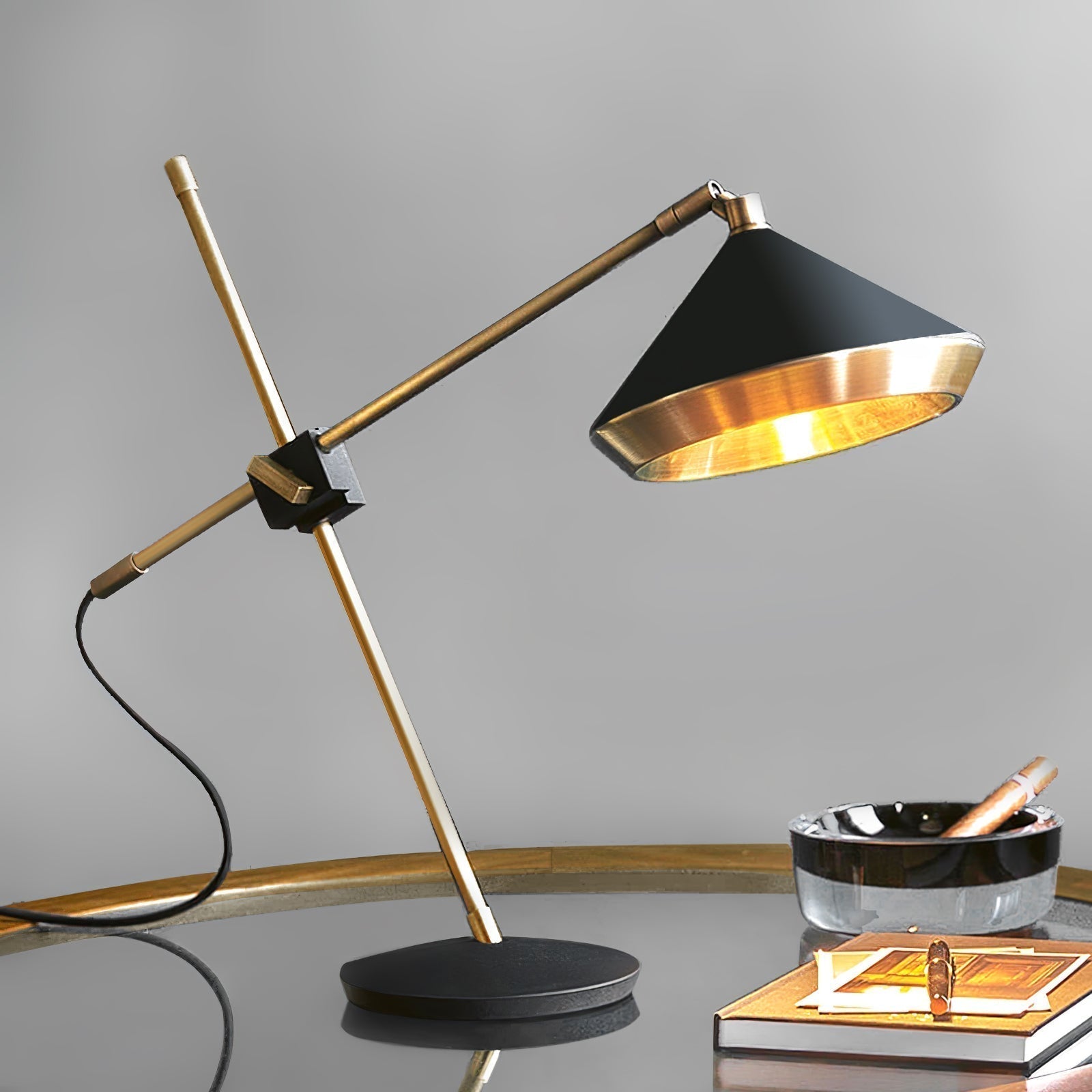 Vintage Inspired Shear Metal Table Lamp Copper Plated Bedside Reading Desk Light