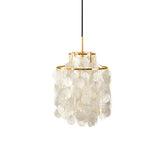 Modern Round Shell Pendant Light Coastal Chandelier for Living Room and Bedroom