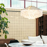 Modern Round Shell Pendant Light Coastal Chandelier for Living Room and Bedroom
