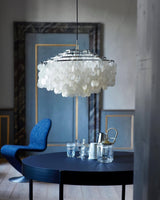 Modern Round Shell Pendant Light Coastal Chandelier for Living Room and Bedroom