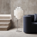 Elegant Natural Mother of Pearl Tiered Shell Floor Lamp Modern Standing Lighting for Home Decor