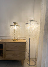 Elegant Natural Mother of Pearl Tiered Shell Floor Lamp Modern Standing Lighting for Home Decor