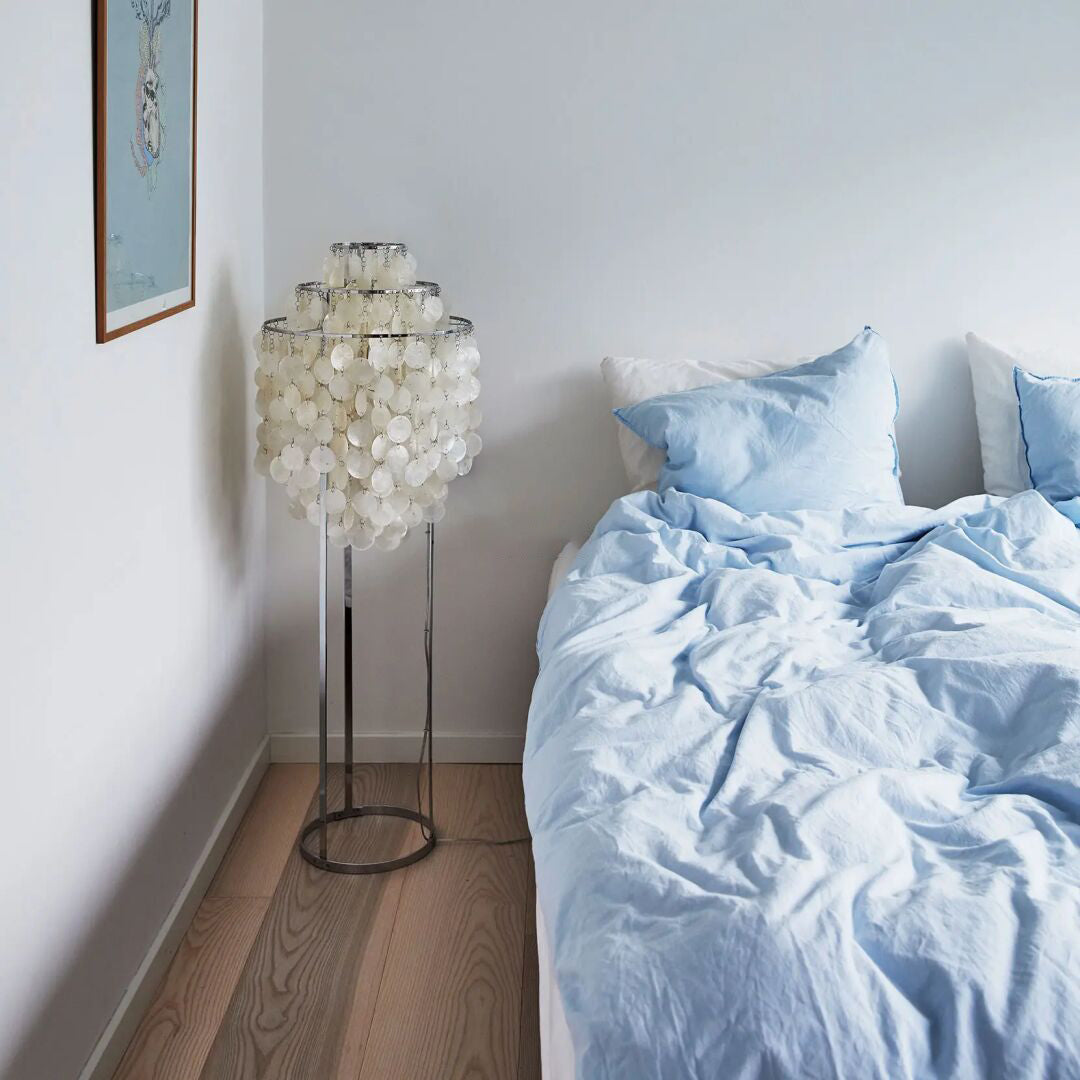 Elegant Natural Mother of Pearl Tiered Shell Floor Lamp Modern Standing Lighting for Home Decor