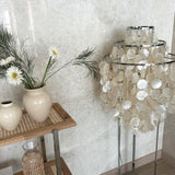 Elegant Natural Mother of Pearl Tiered Shell Floor Lamp Modern Standing Lighting for Home Decor