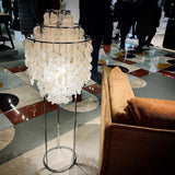 Elegant Natural Mother of Pearl Tiered Shell Floor Lamp Modern Standing Lighting for Home Decor