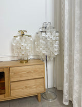 Elegant Natural Mother of Pearl Tiered Shell Floor Lamp Modern Standing Lighting for Home Decor