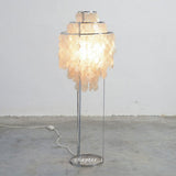 Elegant Natural Mother of Pearl Tiered Shell Floor Lamp Modern Standing Lighting for Home Decor