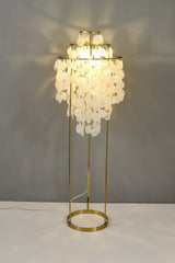 Elegant Natural Mother of Pearl Tiered Shell Floor Lamp Modern Standing Lighting for Home Decor