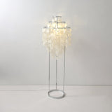 Elegant Natural Mother of Pearl Tiered Shell Floor Lamp Modern Standing Lighting for Home Decor
