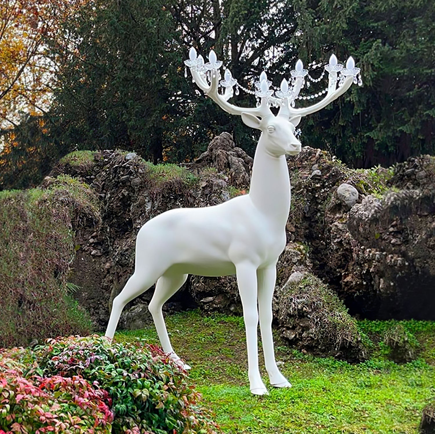 Sherwood Luxury Deer Antler Floor Lamp with Crystal Accents and Modern Pedestal Design