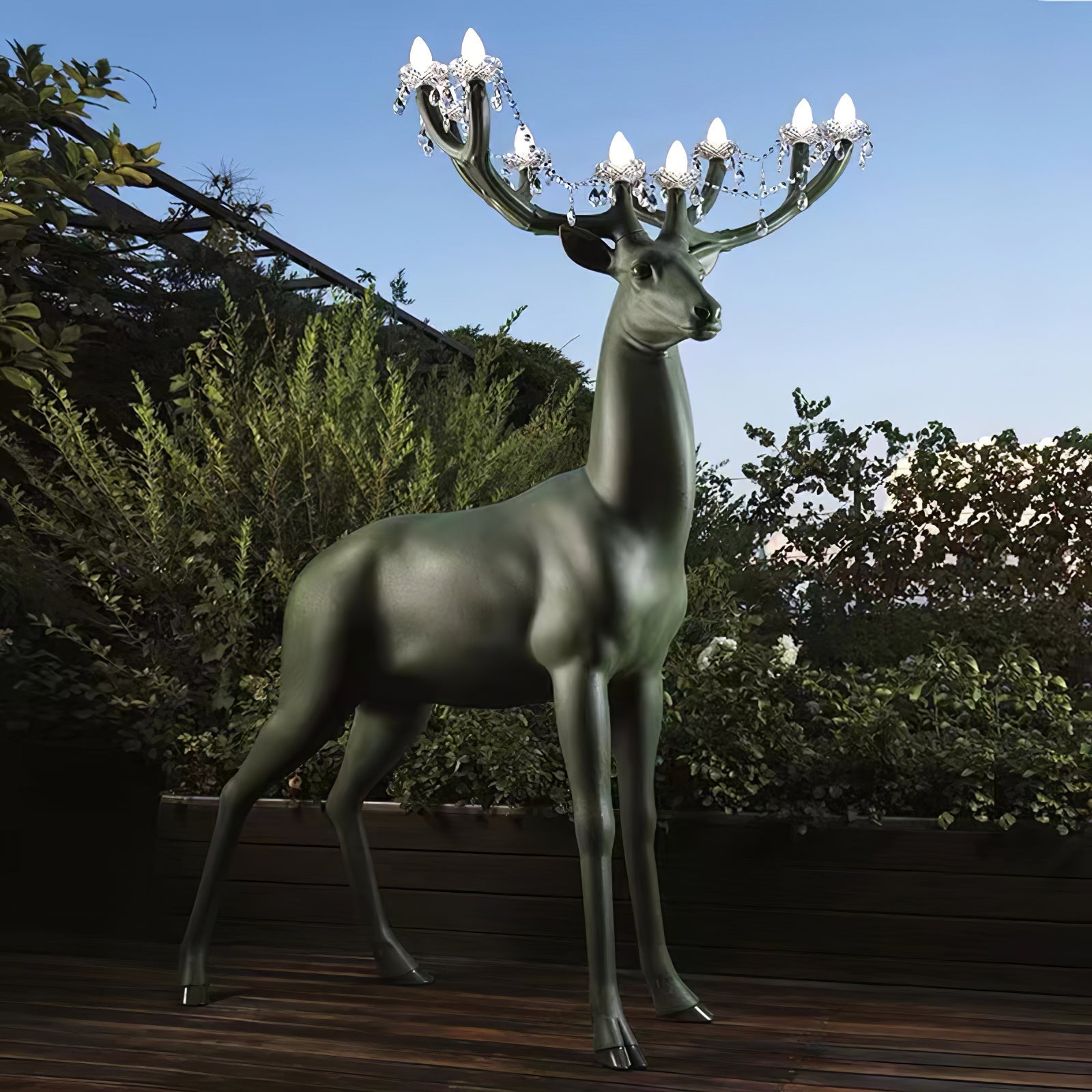 Sherwood Luxury Deer Antler Floor Lamp with Crystal Accents and Modern Pedestal Design