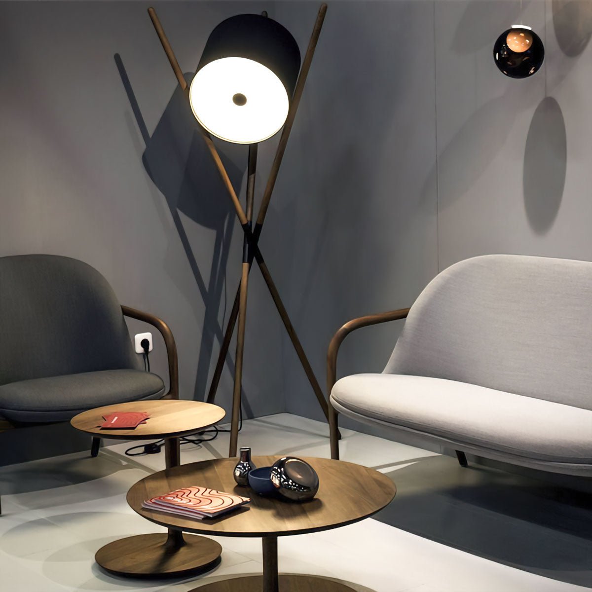 Modern Shift Solid Wood Floor Lamp with Leather Accents Minimalist Free Standing Living Room Light