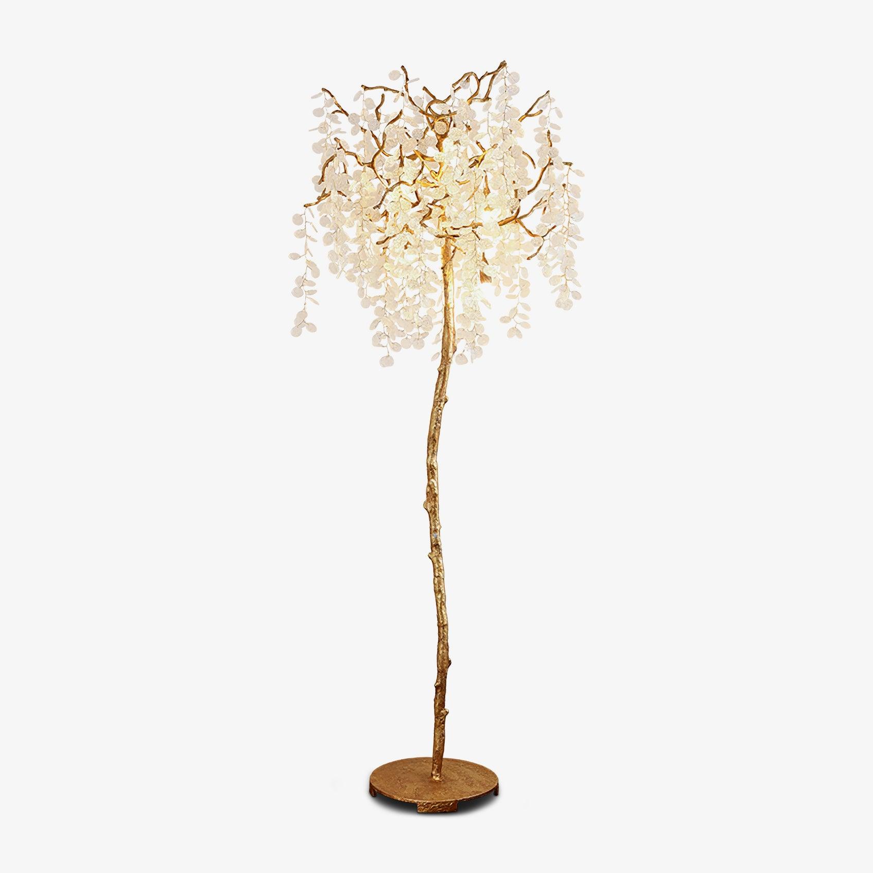 Modern Shiro Noda Brass Floor Lamp with Organic Branch Design and Glass Accents