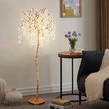 Modern Shiro Noda Brass Floor Lamp with Organic Branch Design and Glass Accents