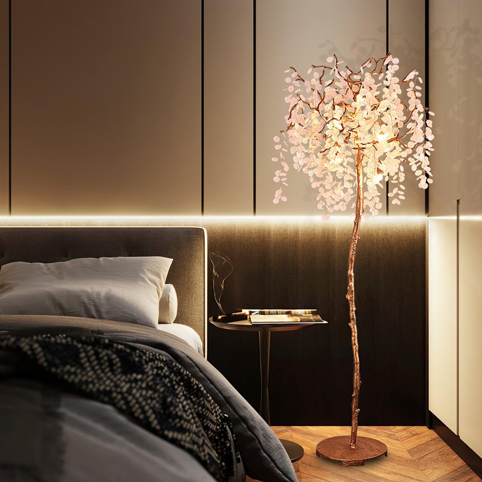Modern Shiro Noda Brass Floor Lamp with Organic Branch Design and Glass Accents
