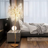 Modern Shiro Noda Brass Floor Lamp with Organic Branch Design and Glass Accents