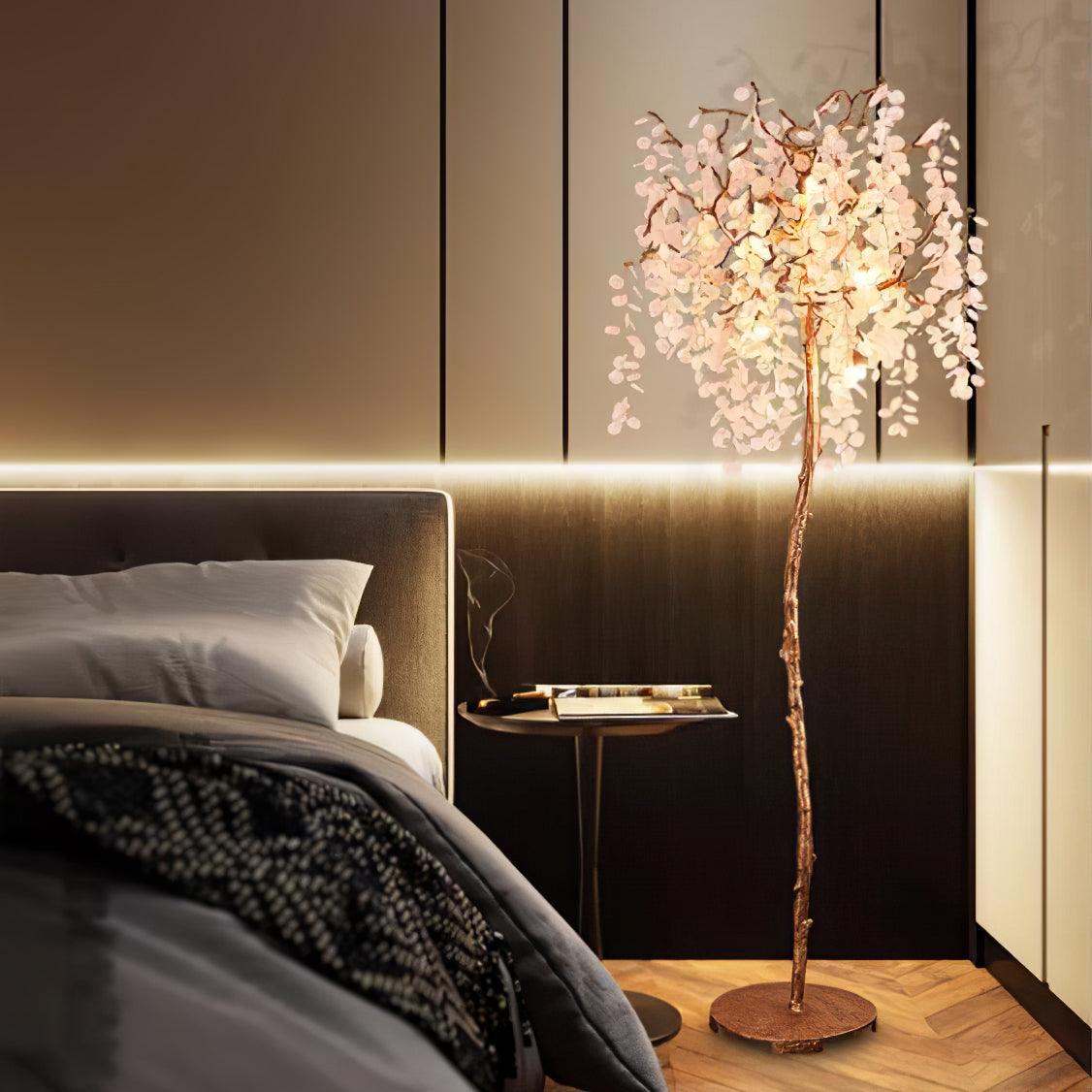 Modern Shiro Noda Brass Floor Lamp with Organic Branch Design and Glass Accents