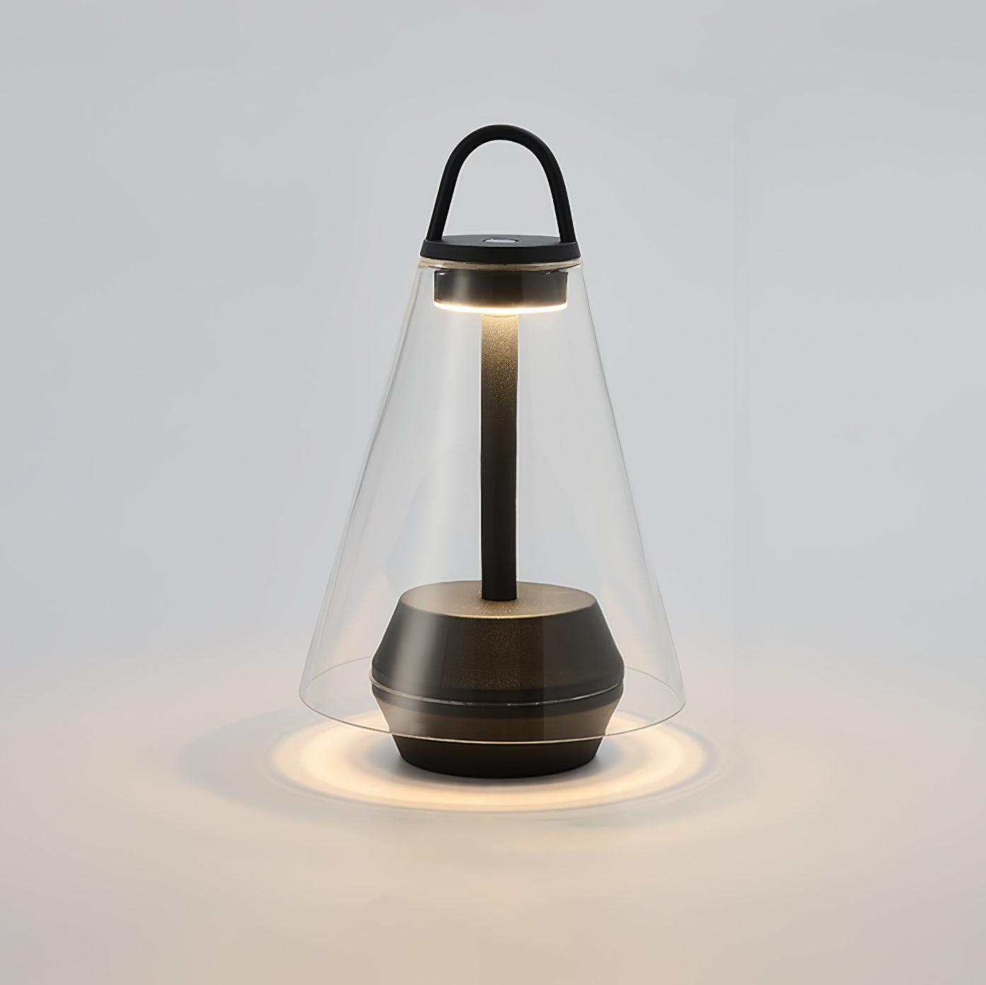 Shuttle Portable Rechargeable LED Table Lamp with Blown Glass Shade and Touch Control