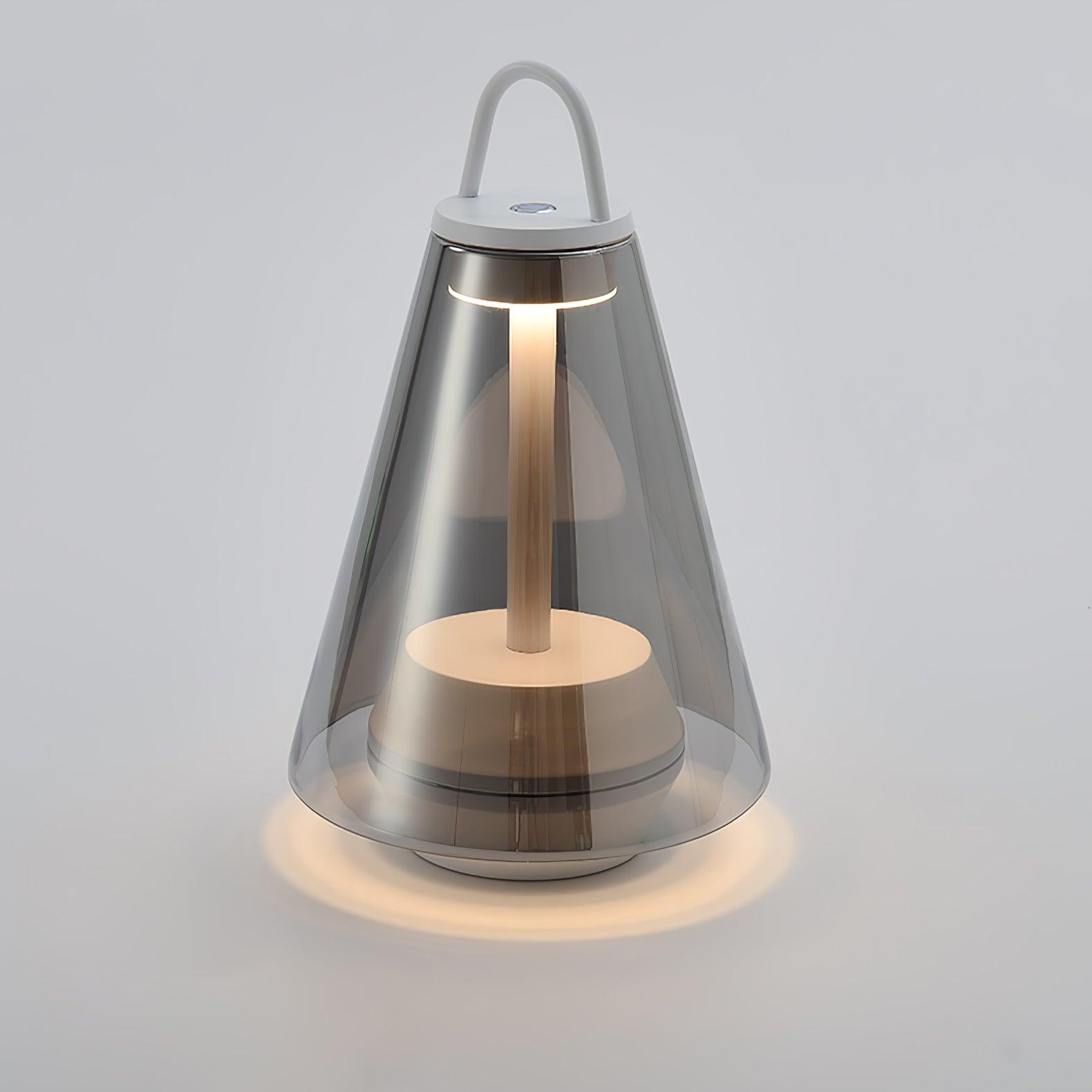 Shuttle Portable Rechargeable LED Table Lamp with Blown Glass Shade and Touch Control