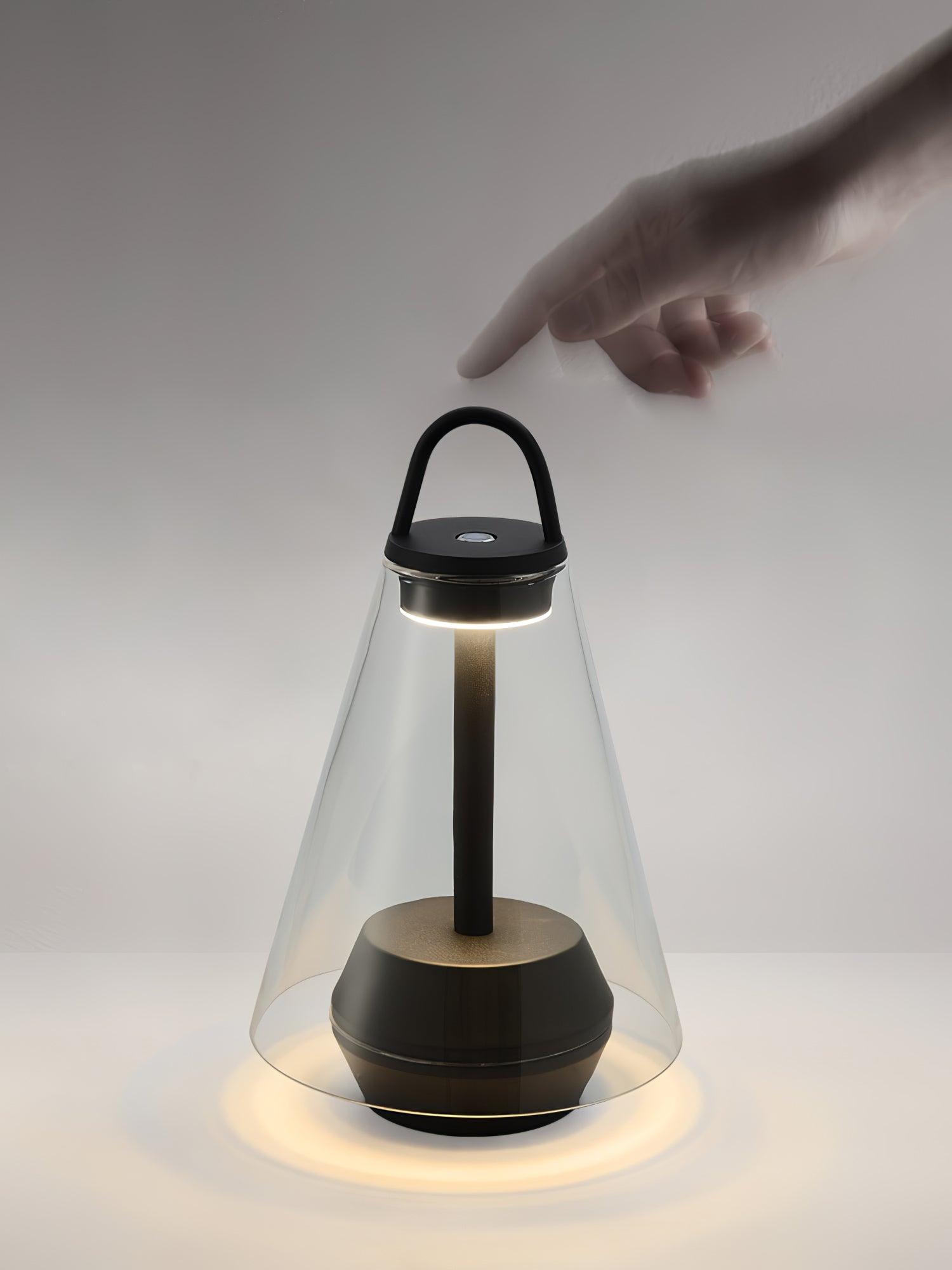 Shuttle Portable Rechargeable LED Table Lamp with Blown Glass Shade and Touch Control