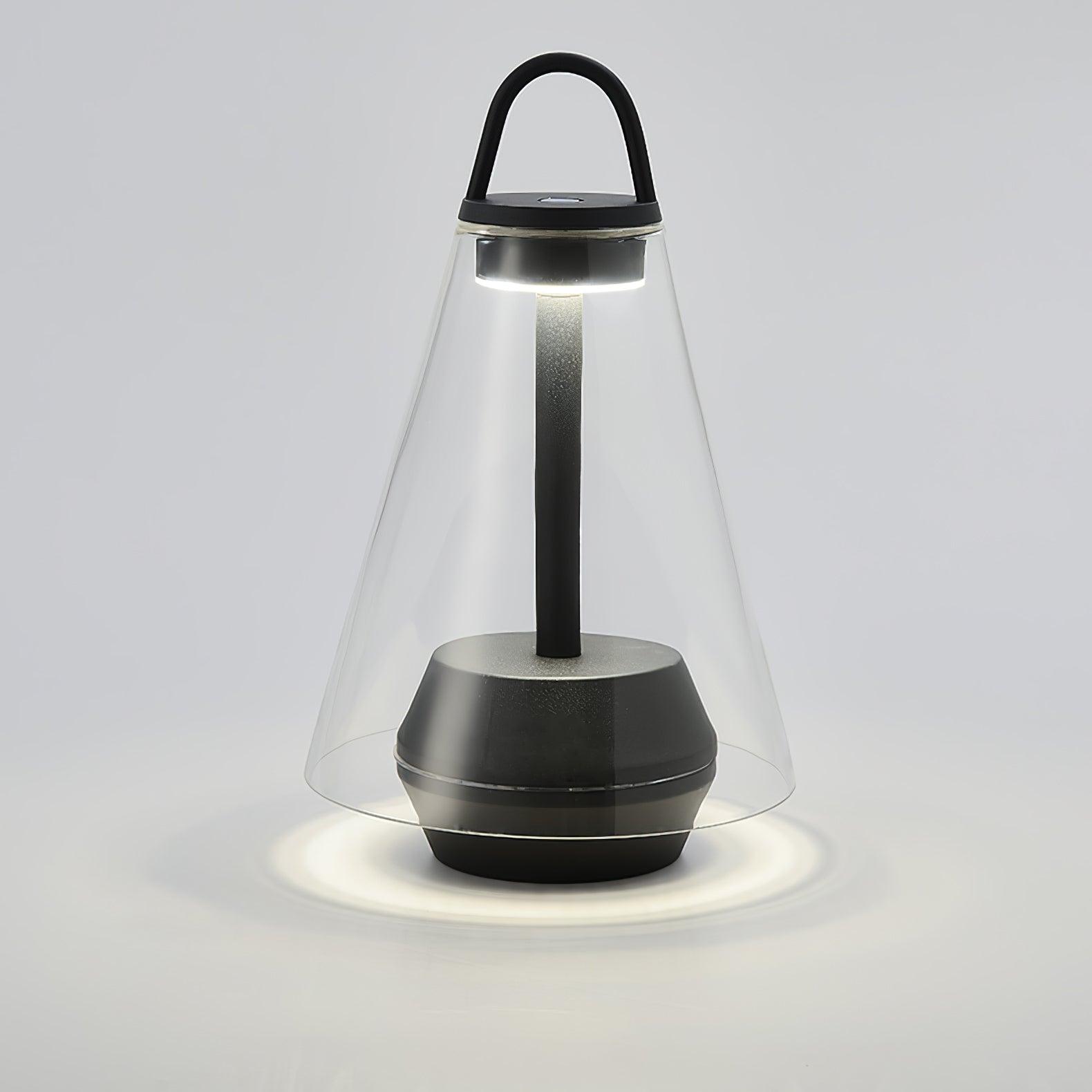 Shuttle Portable Rechargeable LED Table Lamp with Blown Glass Shade and Touch Control