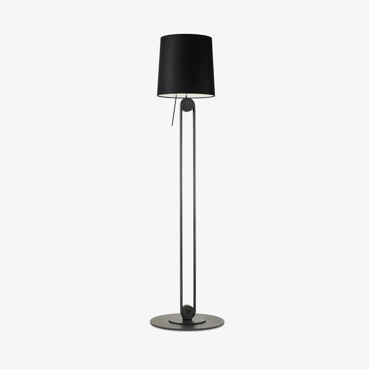 Sibaca Modern Black Torchiere Floor Lamp with Adjustable Metal Frame and Fabric Shade