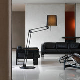 Sibaca Modern Black Torchiere Floor Lamp with Adjustable Metal Frame and Fabric Shade