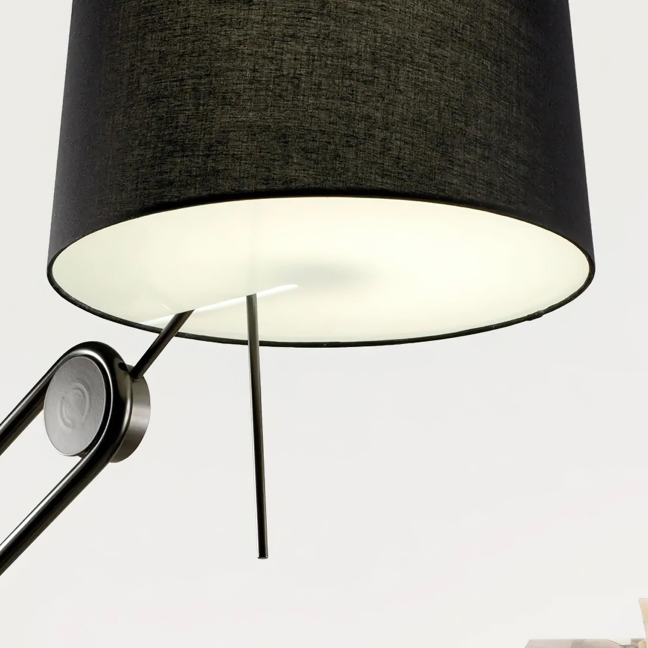 Sibaca Modern Black Torchiere Floor Lamp with Adjustable Metal Frame and Fabric Shade
