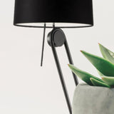 Sibaca Modern Black Torchiere Floor Lamp with Adjustable Metal Frame and Fabric Shade