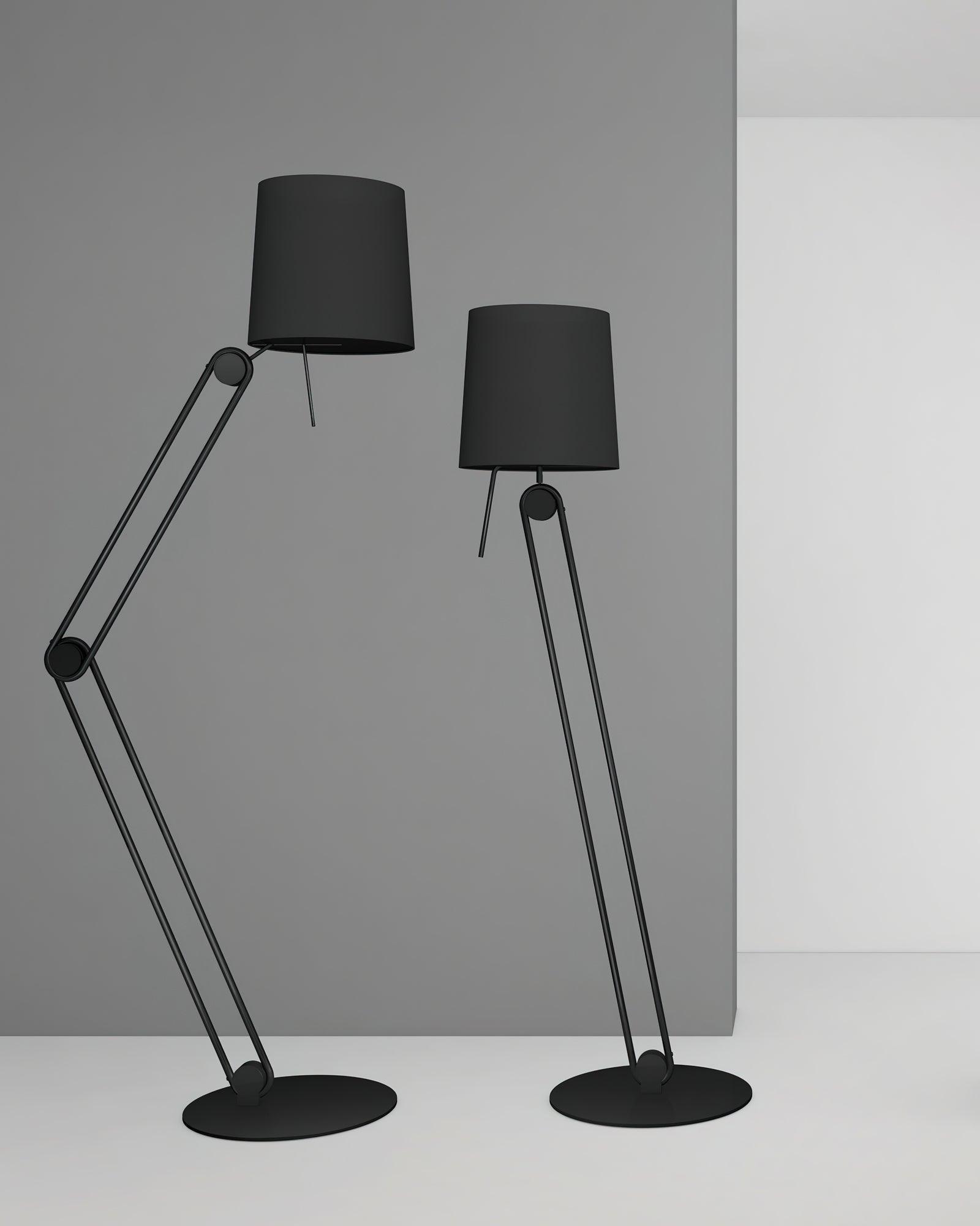 Sibaca Modern Black Torchiere Floor Lamp with Adjustable Metal Frame and Fabric Shade