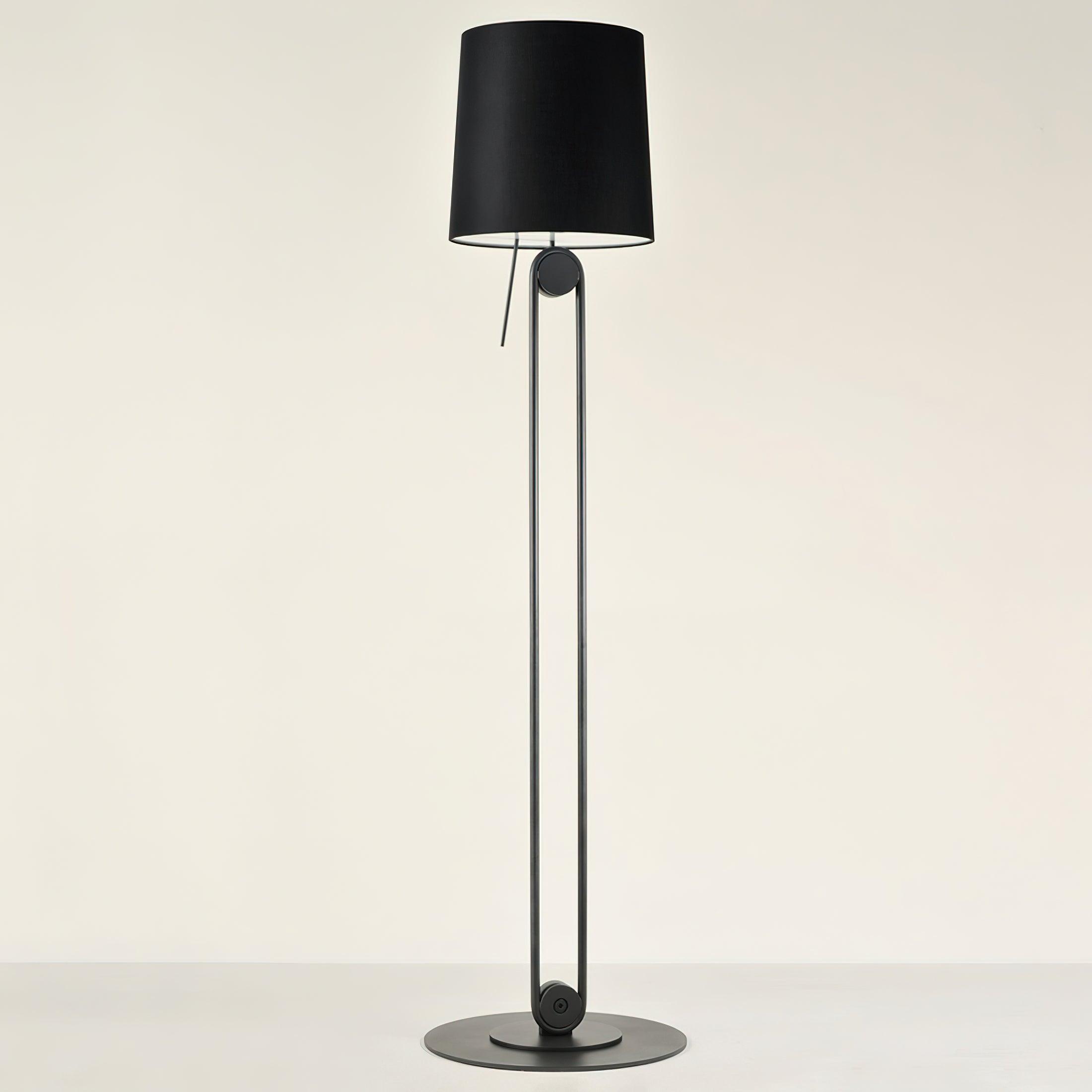 Sibaca Modern Black Torchiere Floor Lamp with Adjustable Metal Frame and Fabric Shade