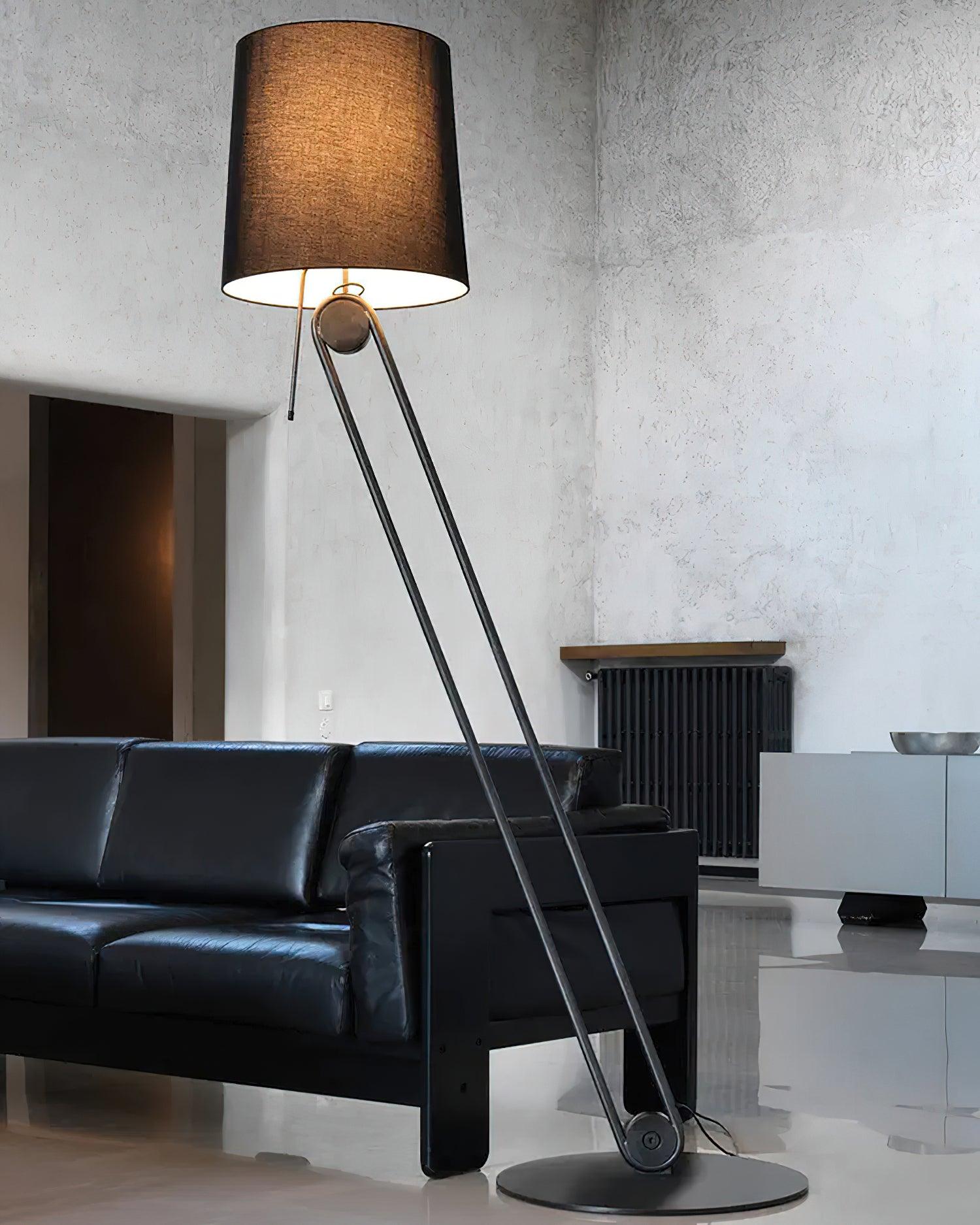 Sibaca Modern Black Torchiere Floor Lamp with Adjustable Metal Frame and Fabric Shade