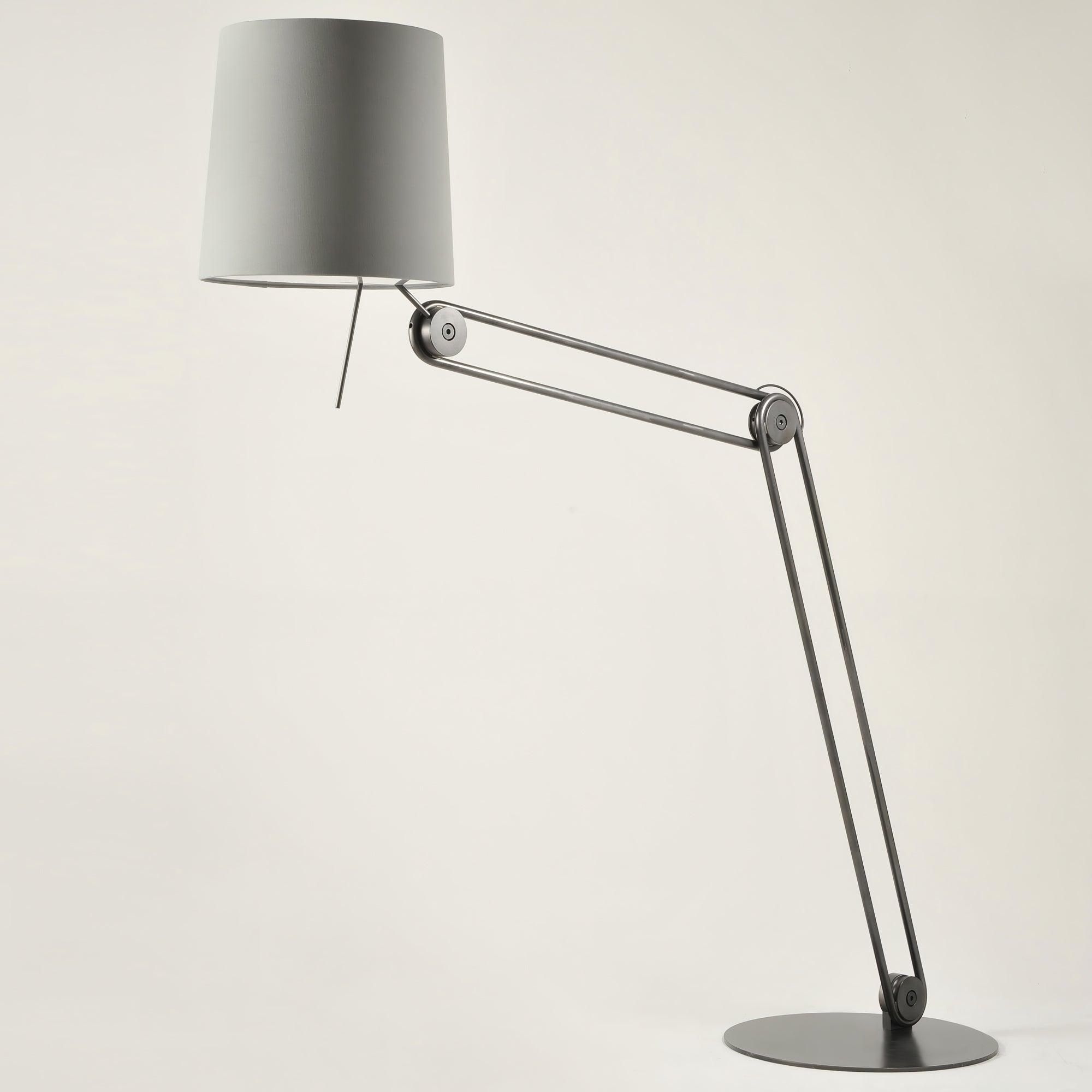 Sibaca Modern Black Torchiere Floor Lamp with Adjustable Metal Frame and Fabric Shade