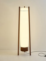 Modern Walnut Wood Column LED Floor Lamp with Acrylic Diffuser Standing Light