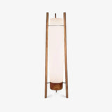 Modern Walnut Wood Column LED Floor Lamp with Acrylic Diffuser Standing Light