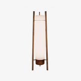 Modern Walnut Wood Column LED Floor Lamp with Acrylic Diffuser Standing Light