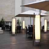Modern Walnut Wood Column LED Floor Lamp with Acrylic Diffuser Standing Light