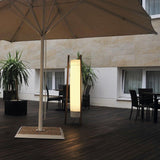 Modern Walnut Wood Column LED Floor Lamp with Acrylic Diffuser Standing Light