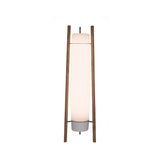 Modern Walnut Wood Column LED Floor Lamp with Acrylic Diffuser Standing Light